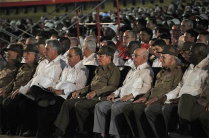 Presidente cubano Raúl Castro en el cuartel Moncada