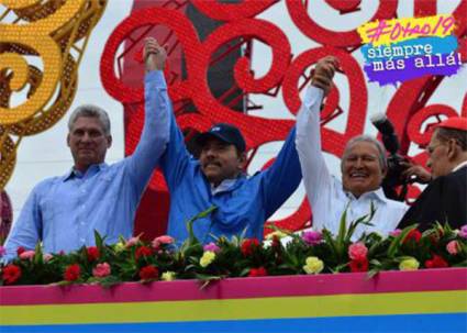 Díaz-Canel, Daniel Ortega y Salvador Sánchez Cerén