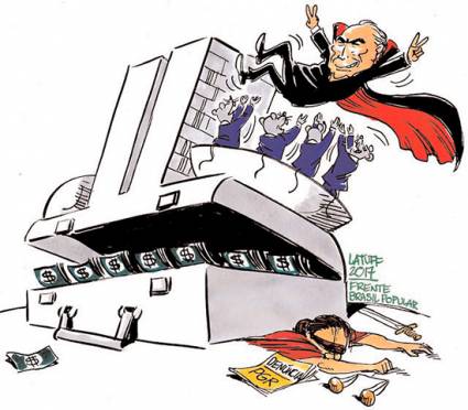 Caricatura de Carlos Latuff publicada en Brasil de Fato