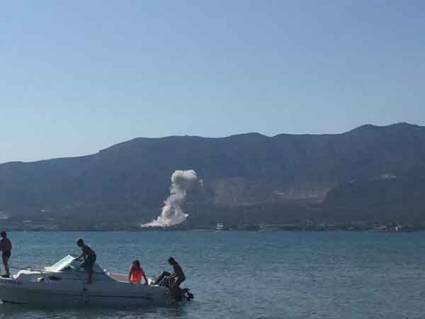 Segunda explosión de Alcanar desde la Punta de la Banya