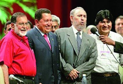 Fidel Castro con Hugo Chavez, Evo y Lula