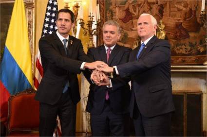 Guaidó, Duque y Pence en el pacto contra Venezuela.