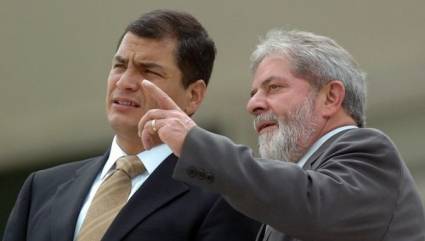Expresidentes Rafael Correa, de Ecuador, y el brasileño Luiz Inacio Lula da Silva