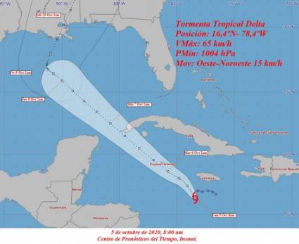 Tormenta tropical Delta al sur de Jamaica 