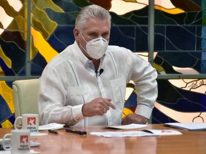 El Presidente de la República, Miguel Díaz-Canel Bermúdez, en su intervención este jueves en la Mesa Redonda