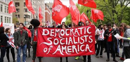 Manifestación en Nueva York de socialistas democráticos. 