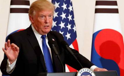 rump, durante su conferencia de prensa en Corea del Sur .