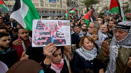 Manifestantes en Gaza