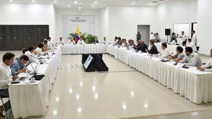 El Gobierno y el Partido FARC se reunieron en Cartagena. Foto: Prensa Presidencial de Colombia