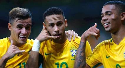 De izquierda a derecha: Coutinho, Neymar y Gabriel Jesús, buscarán agradar la historia de Brasil