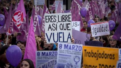 Marcha por el día de la mujer en Madrid.