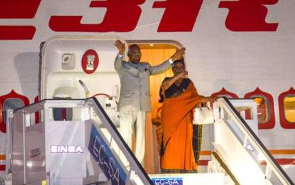 Ram Nath Kovind, presidente de la India en compañía de su esposa.