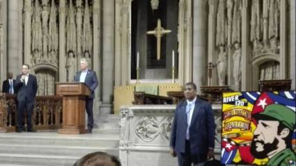 Presidente cubano Miguel Díaz-Canel en la iglesia Riverside