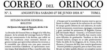 Facsímil de Correo del Orinoco en épocas de la lucha de El LIbertador