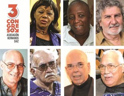 De izquierda a derecha, arriba: Silvina Fabars, Fátima Patterson y José Villa Soberón; abajo, Vicente Feliú, Jesús Cabrera, Helmo Hernández y Franscisco López Sacha.