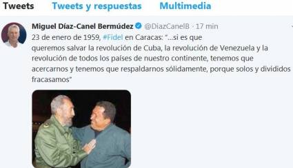 El presidente Miguel Díaz-Canel recordó la primera visita a Venezuela del líder de la Revolución cubana, Fidel Castro