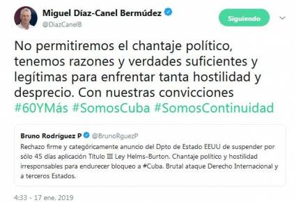 No permitiremos el chantaje político, afirma Díaz-Canel