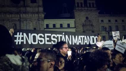 Hay denuncia en el velatón nacional contra el asesinato de líderes sociales.