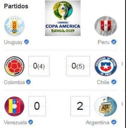 Argentina y Chile se clasificaron a las semifinales de la Copa América