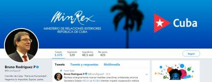 Bruno Rodríguez, canciller cubano, en su cuenta en Twitter