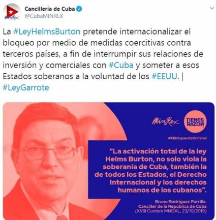 La cancillería cubana denuncia que Washington emplea medidas coercitivas