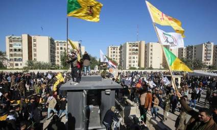 Miles de protestan ante la embajada yanqui en Bagdad