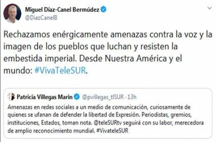 Tuit de Presidente de Cuba