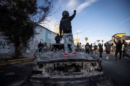 Manifestaciones en una calle de Los Ángeles