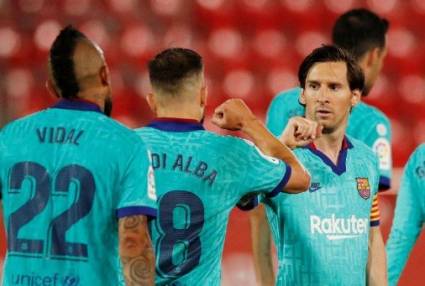 Lionel Messi celebra el segundo gol de su equipo ante el Mallorca