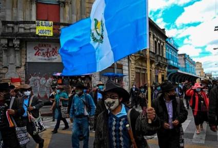 Protestas en Guatemala demandando la renuncia del presidente  Alejandro Giammattei
