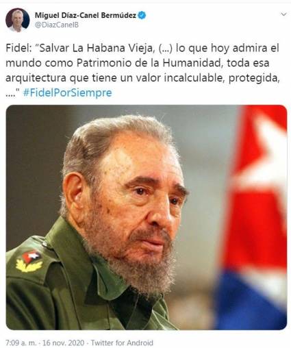 Tuit de Presidente de Cuba