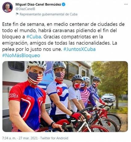 Presidente de Cuba destaca y agradece caravanas contra bloqueo