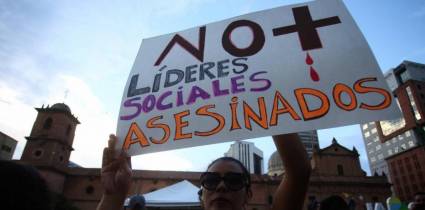 Rechazo al asesinato de lideres sociales en Colombia