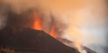 Vista de la erupción en el Volcán Cumbre Vieja de La Palma