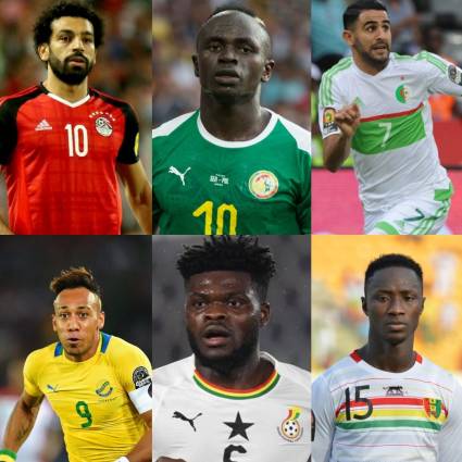 De izquierda a derecha, arriba: Salah (Egipto), Mané (Senegal) y Mahrez (Argelia); y abajo: Aubameyang (Gabón), Partey (Ghana) y Keita (Guinea) serán algunos de los principales animadores de la lid.