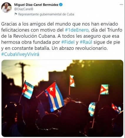Tuit del Presidente de Cuba