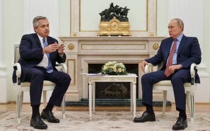 El presidente de Argentina, Alberto Fernández, y su par ruso, Vladimir Putin