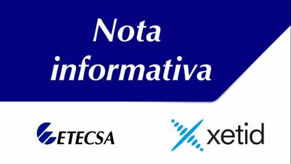 Nota informativa de Etecsa y Xetid