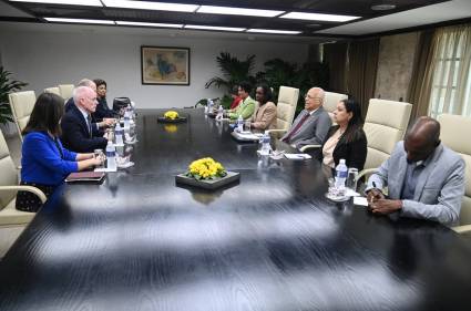 El vice primer ministro, Ricardo Cabrisas Ruiz recibió al viceministro primero de Relaciones Exteriores de Canadá, David Morrison.