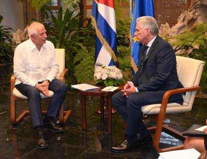 Miguel Díaz-Canel recibe a Josep Borrell, vicepresidente de la Comisión Europea