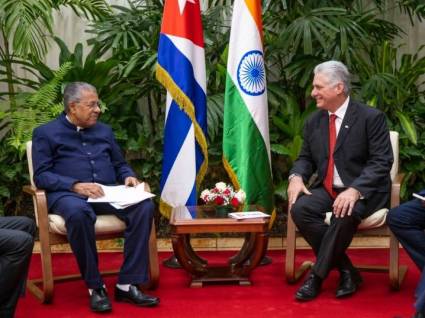 Díaz-Canel sostuvo encuentro con el jefe de Gobierno del Estado indio de Kerala.
