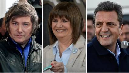 Milei, Bullrich y Massa