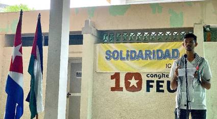 Acto en solidaridad con Palestina desde la Universidad de Ciencias Médicas de Cienfuegos