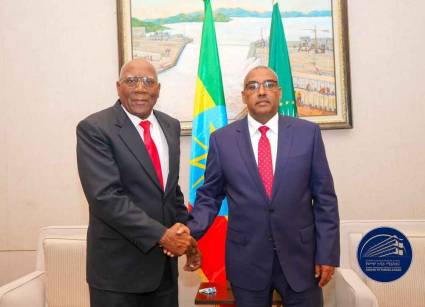 Demeke Mekonnen, viceprimer ministro y titular de Asuntos Exteriores de Etiopía, dialogó con el vicepresidente de Cuba, Salvador Valdés Mesa