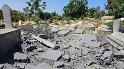 Cementerio destruido por fuerzas israelíes