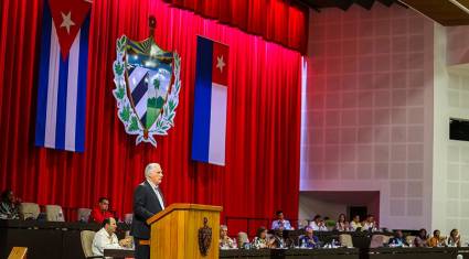 Miguel Díaz-Canel Bermúdez pronuncia las palabras de clausura del 3er período de sesiones de la Asamblea Nacional en su 10ma legislatura