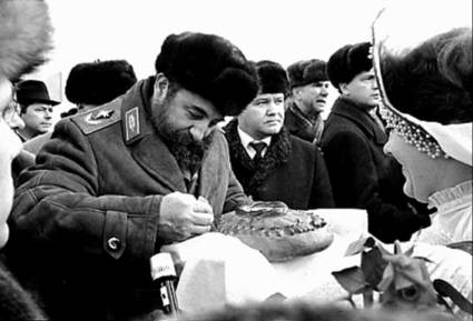 El Comandante en Jefe durante una de sus visitas a Moscú.