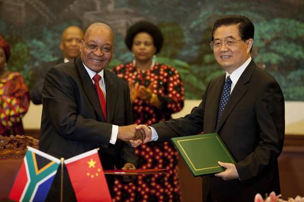 Presidentes Jacob Zuma y Hu Jintao